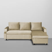 Asper RHS 4 Seater L Shape Sofa Set for Living Room (Cream Fabric) Premium Fabric Sofa