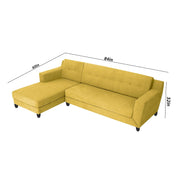 Fracher LHS 4 Seater L Shape Sofa Set for Living Room (Yellow Fabric) Premium Fabric Sofa