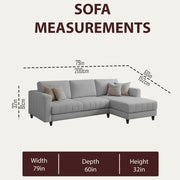 Oslo 4 Seater RHS L Shape Sofa Set for Living Room (Grey Fabric) Premium Fabric Sofa Set for Living Room