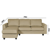Danver LHS 4 Seater L Shape Sofa Set for Living Room (Cream Fabric) Premium Fabric Sofa