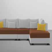 Inclair RHS 6 Seater L Shape Sofa Set for Living Room (Brown Grey Fabric) Premium Fabric Sofa