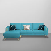 Falco LHS 4 Seater L Shape Sofa Set for Living Room (Turquise Fabric) Premium Fabric Sofa