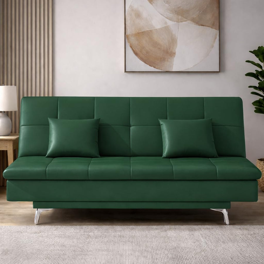 Danny 3 Seater Sofa Cum Bed Leatherette Fabric (Black) with Two Cushions Perfect for |Home Living |Office Room and Guest Room Premium Sofa