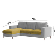 Charmi LHS 4 Seater L Shape Sofa Set for Living Room (Yellow Grey Fabric) Premium Fabric Sofa