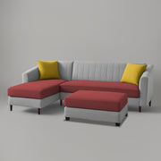 Neyami LHS 4 Seater with Ottoman L Shape Sofa Set for Living Room (Maroon Grey) Premium Fabric Sofa Set