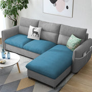 Andon 4 Seater L Shape Sofa Set for Living Room (Light Blue Grey Fabric) Right Side Sofa