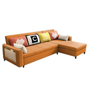 Denis 5 Seater RHS L Shape Sofa Set for Living Room (Orange Fabric) Premium Fabric Sofa