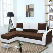Severny 6 Seater L Shape Sofa Set for Living Room (Brown Grey Fabric) Left Side