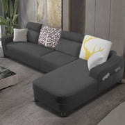 Amanda RHS 6 Seater L Shape,Sofa Set for Living Room (Black Fabric)