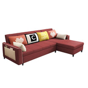 Denis 5 Seater RHS L Shape Sofa Set for Living Room (Maroon Fabric) Premium Fabric Sofa
