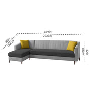 Neyami LHS 6 Seater L Shape Sofa Set for Living Room (Black Grey) Premium Fabric Sofa Set