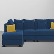 Inclair LHS 6 Seater L Shape Sofa Set for Living Room (Blue Fabric) Premium Fabric Sofa