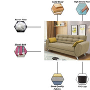 Leadown 3 Seater Sofa for Living Room (Cream) Premium Fabric Sofa