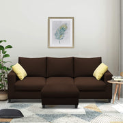 Rihan 3 Seater Sofa Set with Ottoman Living Room (Brown Fabric)