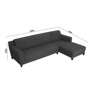 Fracher RHS 4 Seater L Shape Sofa Set for Living Room (Black Fabric) Premium Fabric Sofa