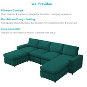 Rone 6 Seater L-Shaped & U-Shaped Sofas Set for Living Room – (Pine Colour Fabric) Premium Comfort Sofa