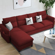 Andon 6 Seater L Shape Sofa Set for Living Room (Black Grey Fabric) Left Side Sofa