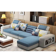 Samra 5 Seater L Shape Sofa Set for Living Room (Blue Grey Fabric) Right Side