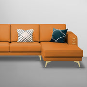 Falco RHS 4 Seater L Shape Sofa Set for Living Room (Orange Fabric) Premium Fabric Sofa