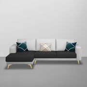 Falco LHS 4 Seater L Shape Sofa Set for Living Room (Black Grey Fabric) Premium Fabric Sofa