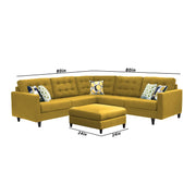 Adonway 6 Seater L Shape Sofa Set with Center Table for Living Room (Yellow) Premium Fabric Sofa
