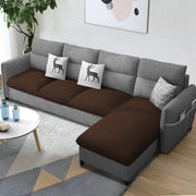 Andon 6 Seater L Shape Sofa Set for Living Room (Black Grey Fabric) Left Side Sofa