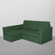 Megan LHS 4 Seater L Shaped Sofa Cum Bed for Living Room (Green Fabric) Premium Fabric Sofa