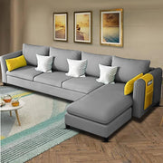 Asser RHS 6 Seater L Shape Sofa Set for Living Room (Grey) Premium Fabric Sofa