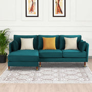 Croosen LHS 4 Seater L Shape Sofa Set for Living Room (Pine Colour) Premium Velvet Fabric