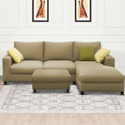 Rihan 4 Seater L Shape Sofa Set with Ottoman for Living Room (Cream Fabric) Right Side Sofa