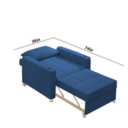 Casaliving Treshta Single Seater Sofa Cum Bed Sofa Set for Living Room (Blue Fabric -Colour Fabric) Premium Fabric Sofa Set