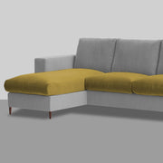 Charmi LHS 4 Seater L Shape Sofa Set for Living Room (Yellow Grey Fabric) Premium Fabric Sofa