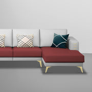 Falco RHS 6 Seater L Shape Sofa Set for Living Room (Maroon Grey Fabric) Premium Fabric Sofa