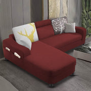Amanda LHS 4 Seater L Shape,Sofa Set for Living Room (Maroon Fabric)