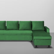 Asper RHS 6 Seater L Shape Sofa Set for Living Room (Green Fabric) Premium Fabric Sofa