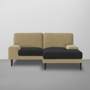 Latieo RHS 2 Seater Lounger L Shape Sofa Set for Living Room (Cream Black) Premium Fabric Sofa