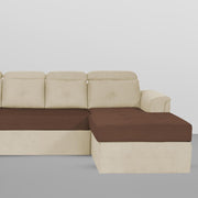 Elvi RHS 6 Seater L Shape Sofa Set for Living Room (Cream Brown Fabric) Premium Fabric Sofa