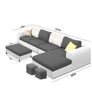 Badger RHS 8 Seater L Shape Sofa Set with Center Table for Living Room (Grey Fabric) Premium Fabric Sofa