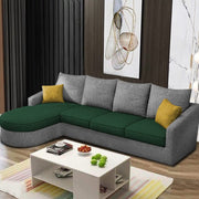 Shrank Round Lounger L Shape 6 Seater Sofa Set for Living Room (Green Grey) Fabric Sofa | LHS