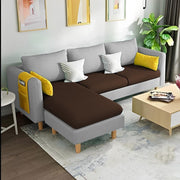 Asser LHS 4 Seater L Shape Sofa Set for Living Room (Brown Grey) Premium Fabric Sofa