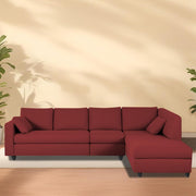 Dorian RHS 6 Seater L Shape Sofa Set for Living Room (Maroon Fabric) Premium Fabric Sofa