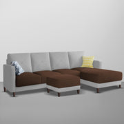 Swaloni RHS 6 Seater L Shape Sofa Set with Center Table for Living Room (Brown Grey) Premium Fabric Sofa
