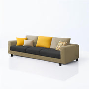 Minta 3 Seater Sofa Set for Living Room (Cream Black Colour Fabric) Premium Fabric Sofa