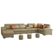 Emerson Modern U-Shaped Sectional Sofa Set 9 Seater, Sofa Couch with 3 Puffy for Hall (Black Colour) Premium Leatherette Fabric Sofa