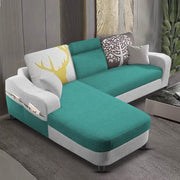 Amanda LHS 4 Seater L Shape,Sofa Set for Living Room (Turquise Grey Fabric)