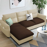 Andon 4 Seater L Shape Sofa Set for Living Room (Cream Brown Fabric) Left Side Sofa