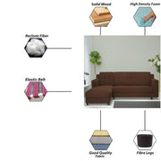 Fracher LHS 4 Seater L Shape Sofa Set for Living Room (Brown Fabric) Premium Fabric Sofa