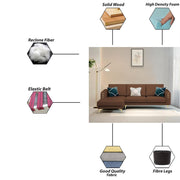 Falco LHS 4 Seater L Shape Sofa Set for Living Room (Brown Fabric) Premium Fabric Sofa