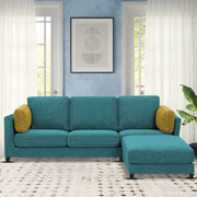 Nairo 4 Seater Interchangeable L Shape Sofa with Ottoman for Living Room (Turquise Fabric)