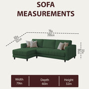 Oslo 4 Seater LHS L Shape Sofa Set for Living Room (Green Fabric) Premium Fabric Sofa Set for Living Room